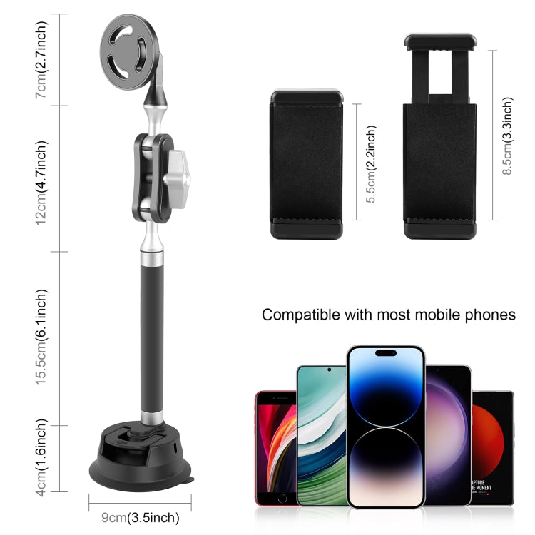 Soporte magnético para tableta y teléfono con ventosa para coche PULUZ con abrazadera para teléfono, Car Suction Cup Arm