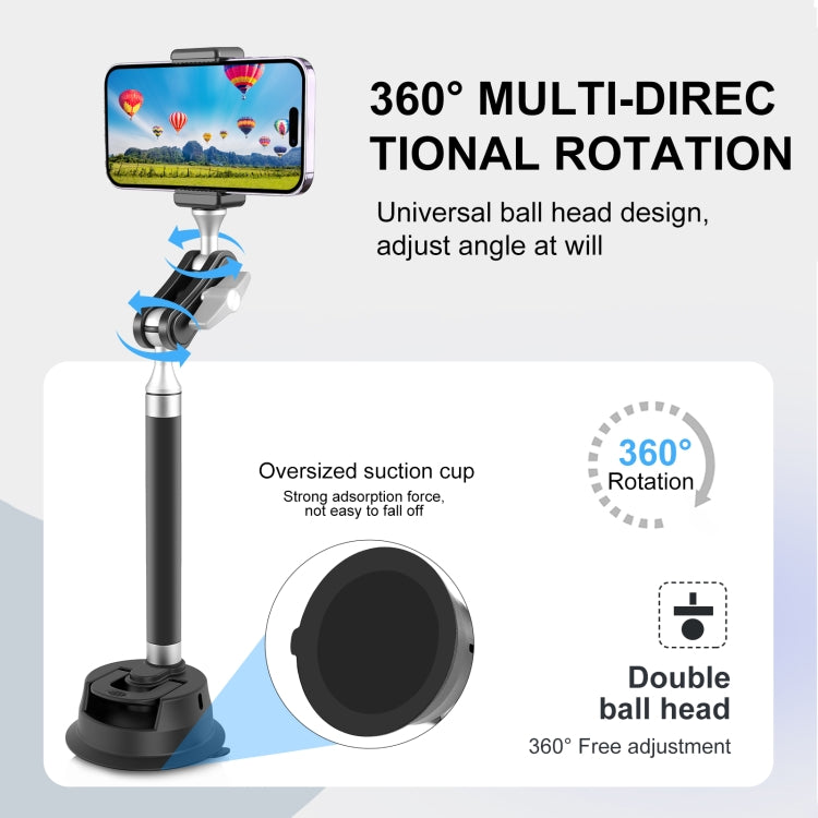Soporte magnético para tableta y teléfono con ventosa para coche PULUZ con abrazadera para teléfono, Car Suction Cup Arm
