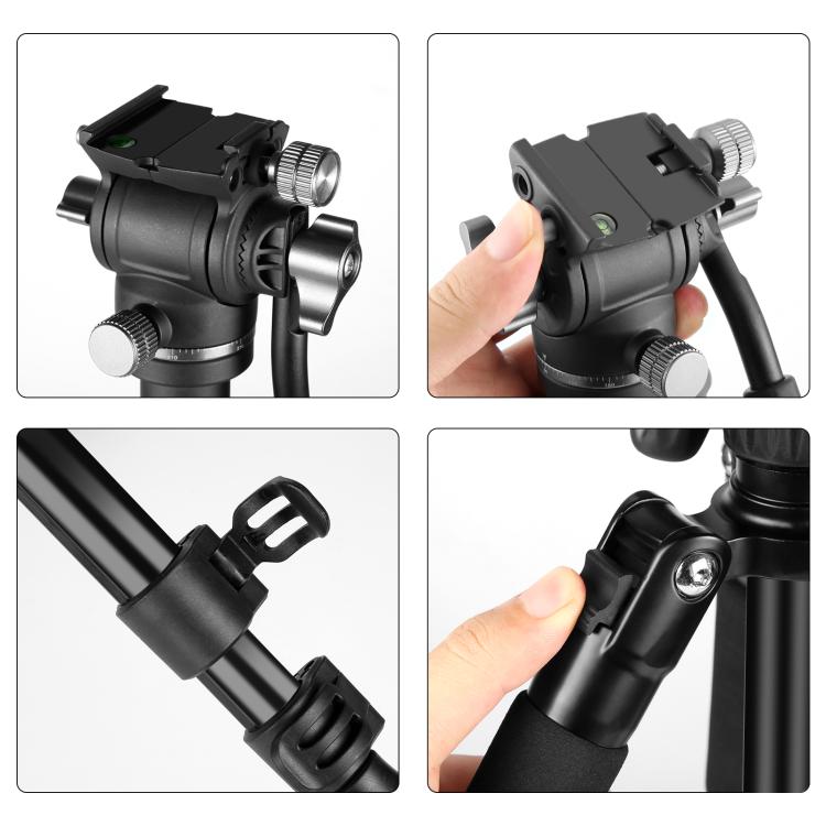 Trípode de vídeo profesional plegable inverso PULUZ de 1,6 m con cabezal de arrastre fluido, 1.6m Reverse-Folding