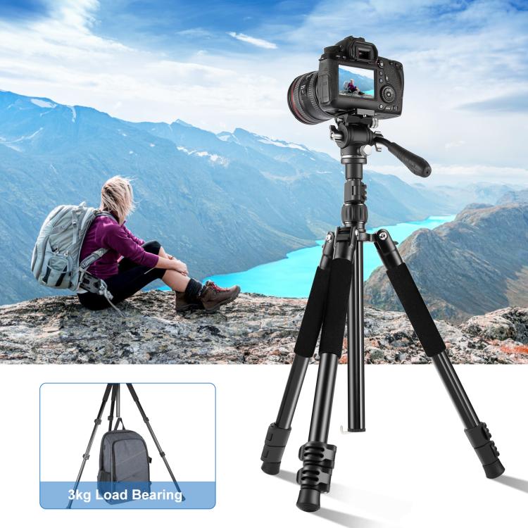 Trípode de vídeo profesional plegable inverso PULUZ de 1,6 m con cabezal de arrastre fluido, 1.6m Reverse-Folding