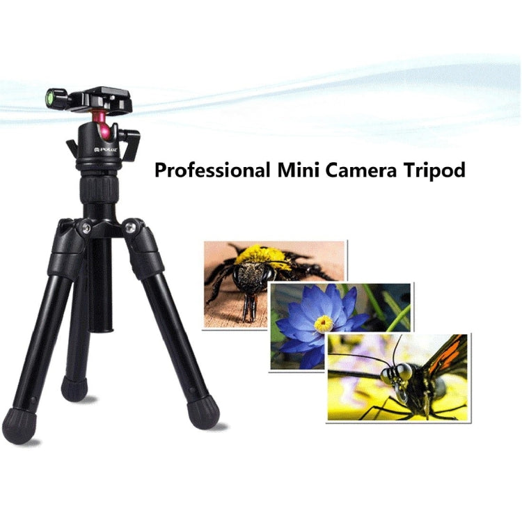 PULUZ Pocket Mini Microspur Photos Soporte para trípode de aleación de magnesio con rótula de bola de 360 grados para cámaras DSLR y digitales, altura ajustable: 24,5-57 cm, carga máxima: 3 kg, Microspur Tripod