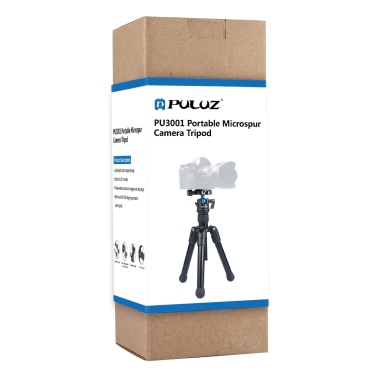 PULUZ Pocket Mini Microspur Photos Soporte para trípode de aleación de magnesio con rótula de bola de 360 grados para cámaras DSLR y digitales, altura ajustable: 24,5-57 cm, carga máxima: 3 kg, Microspur Tripod