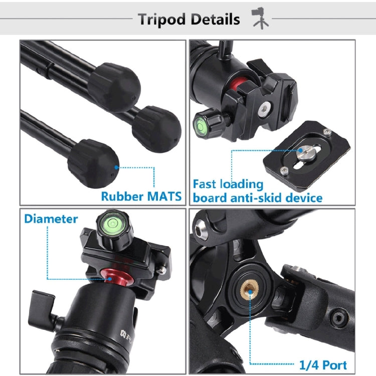 PULUZ Pocket Mini Microspur Photos Soporte para trípode de aleación de magnesio con rótula de bola de 360 grados para cámaras DSLR y digitales, altura ajustable: 24,5-57 cm, carga máxima: 3 kg, Microspur Tripod