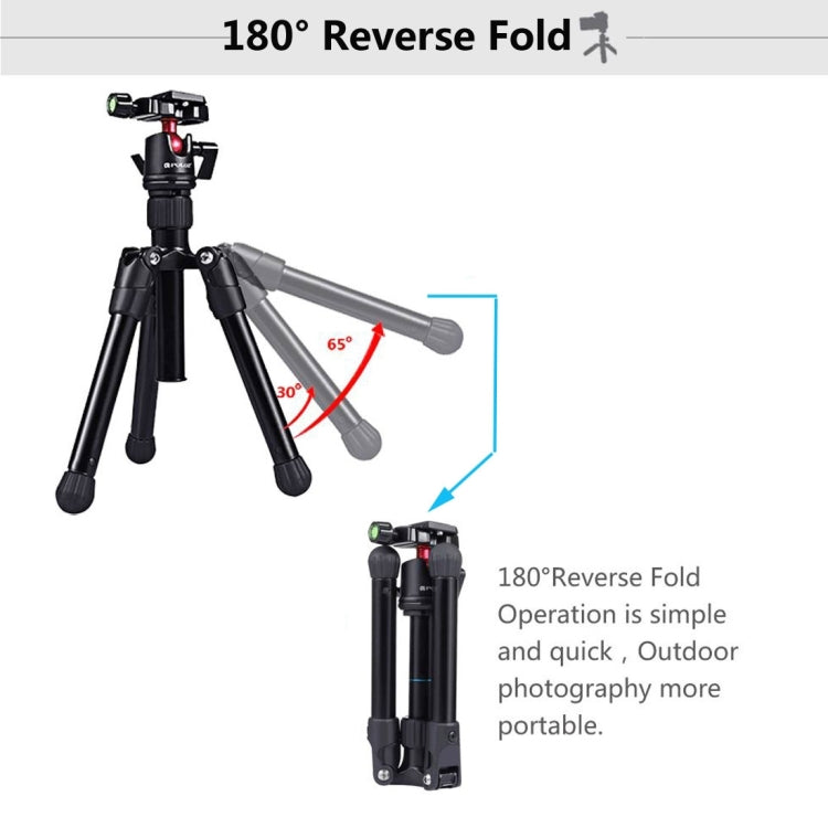 PULUZ Pocket Mini Microspur Photos Soporte para trípode de aleación de magnesio con rótula de bola de 360 grados para cámaras DSLR y digitales, altura ajustable: 24,5-57 cm, carga máxima: 3 kg, Microspur Tripod
