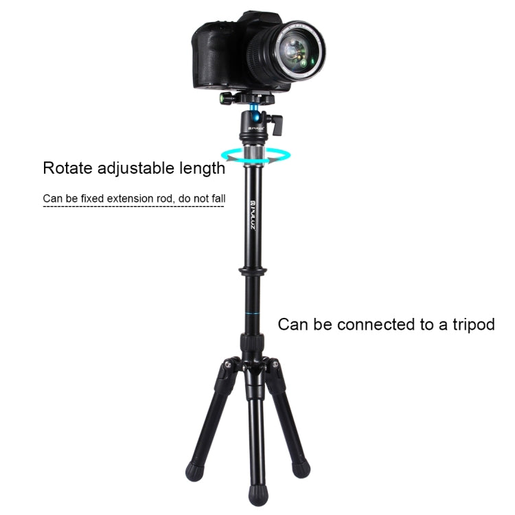 Varilla de extensión monopié de montaje en trípode ajustable de mano de metal PULUZ para cámaras DSLR y SLR, Adjustable Tripod
