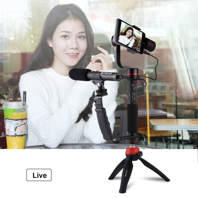 PULUZ Soporte en forma de L Soporte de agarre manual con soportes de zapata fría de doble cara para flash de luz de video, cámara DSLR, Bracket