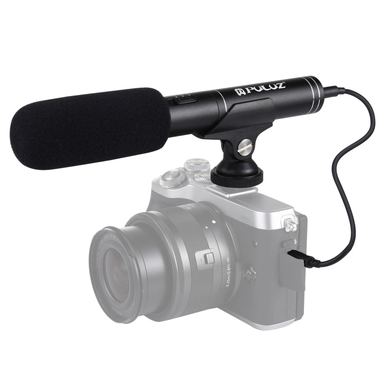 Micrófono de escopeta de vídeo condensador para entrevista profesional PULUZ con cable de audio de 3,5 mm para videocámara DSLR y DV, Microphone