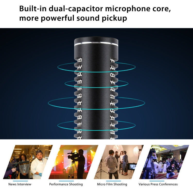 Micrófono de escopeta de vídeo condensador para entrevista profesional PULUZ con cable de audio de 3,5 mm para videocámara DSLR y DV, Microphone