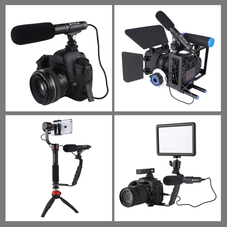 Micrófono de escopeta de vídeo condensador para entrevista profesional PULUZ con cable de audio de 3,5 mm para videocámara DSLR y DV, Microphone