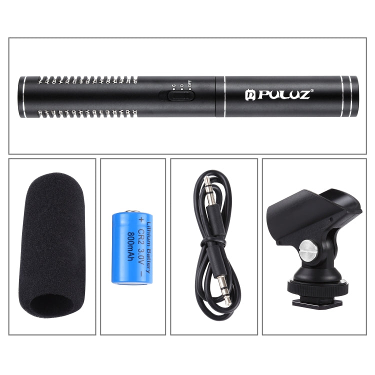 Micrófono de escopeta de vídeo condensador para entrevista profesional PULUZ con cable de audio de 3,5 mm para videocámara DSLR y DV, Microphone