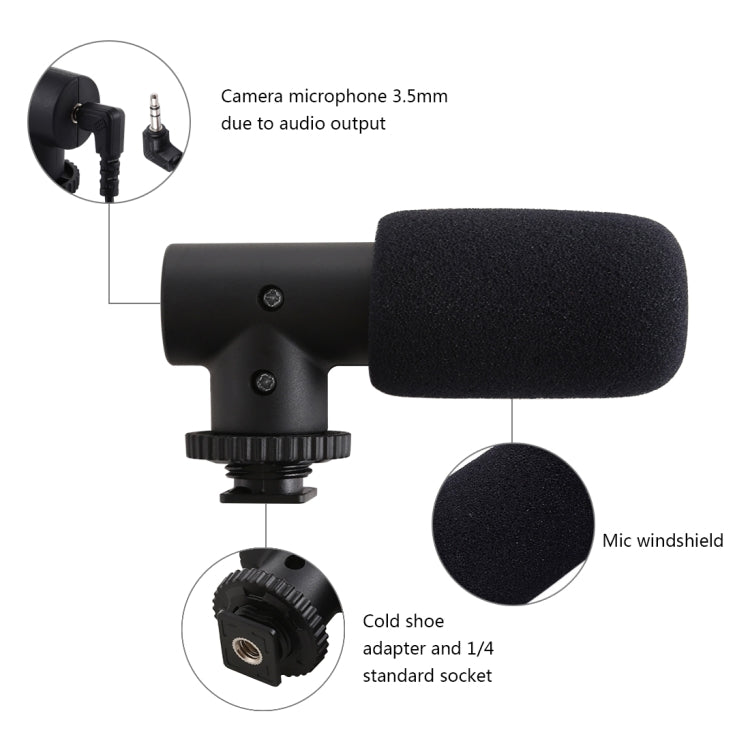 PULUZ Micrófono de entrevista profesional para grabación de audio estéreo de 3,5 mm Vlogging para videocámaras DSLR y DV, teléfonos inteligentes, Mini Microphone(AE), Mini Microphone