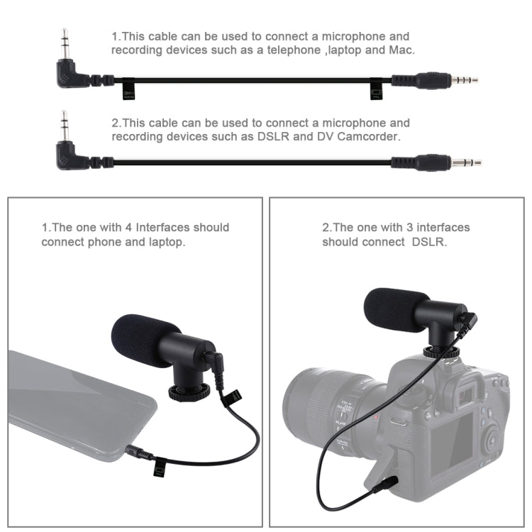 PULUZ Micrófono de entrevista profesional para grabación de audio estéreo de 3,5 mm Vlogging para videocámaras DSLR y DV, teléfonos inteligentes, Mini Microphone(AE), Mini Microphone