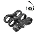 Abrazadera dual de aleación de aluminio PULUZ para sistema de brazo submarino, Dual Ball (Black)