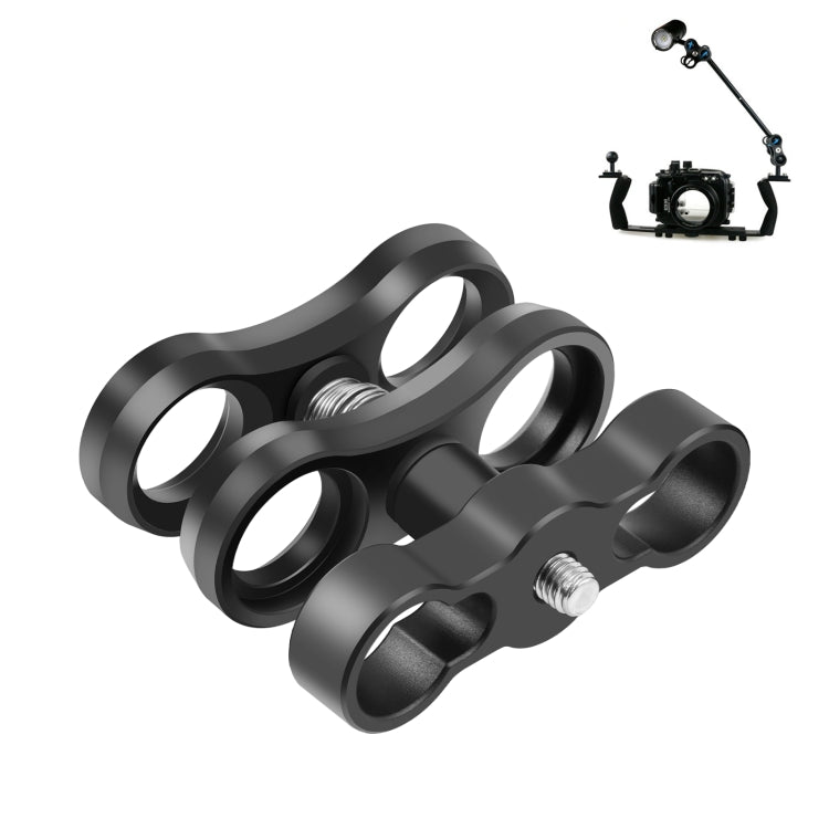 Abrazadera dual de aleación de aluminio PULUZ para sistema de brazo submarino, Dual Ball (Black)