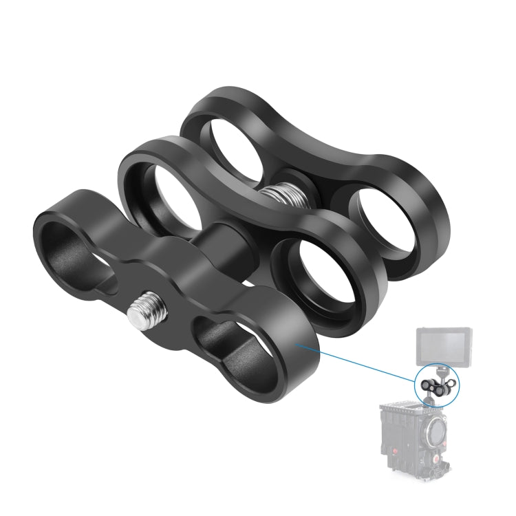 Abrazadera dual de aleación de aluminio PULUZ para sistema de brazo submarino, Dual Ball (Black)