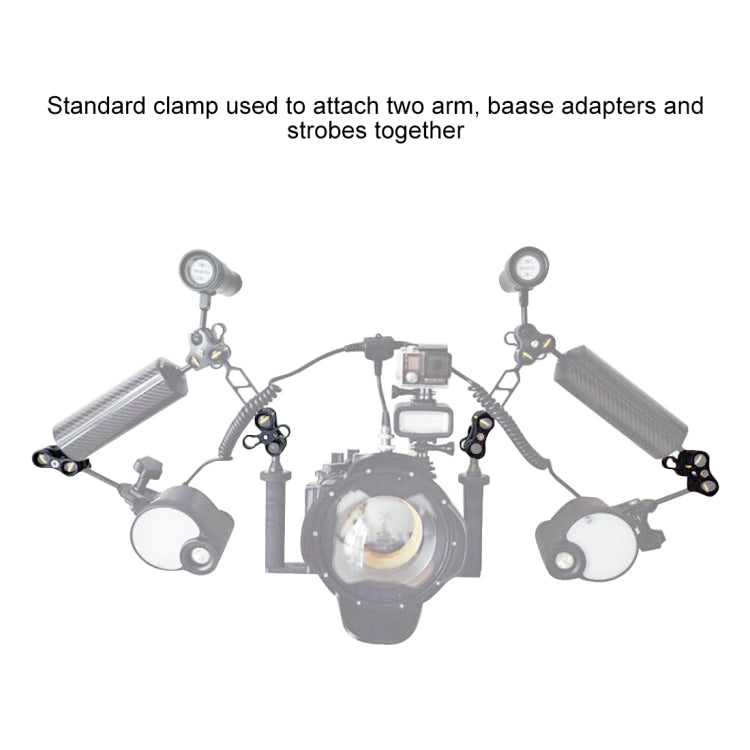 Abrazadera dual de aleación de aluminio PULUZ para sistema de brazo submarino, Dual Ball (Black)