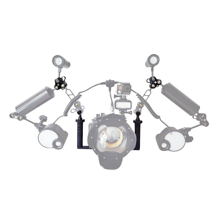 Estabilizador de bandeja de aluminio de doble mango PULUZ con abrazadera de aleación de aluminio de doble bola para carcasas de cámaras subacuáticas, Dual Ball
