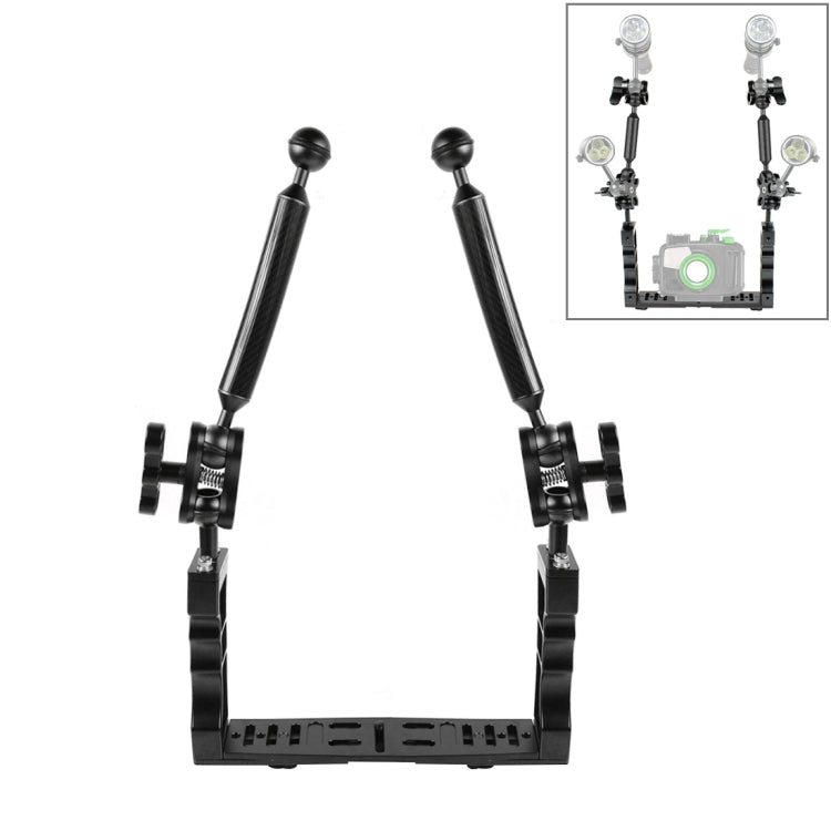 Estabilizador de bandeja de aluminio con doble mango PULUZ con 2 abrazaderas de aleación de aluminio de doble bola y brazo flotante de 2 x 7 pulgadas para carcasas de cámaras subacuáticas, 2 x Dual Ball(Black), 2 x Dual Ball(Blue), 2 x Dual Ball(Red)