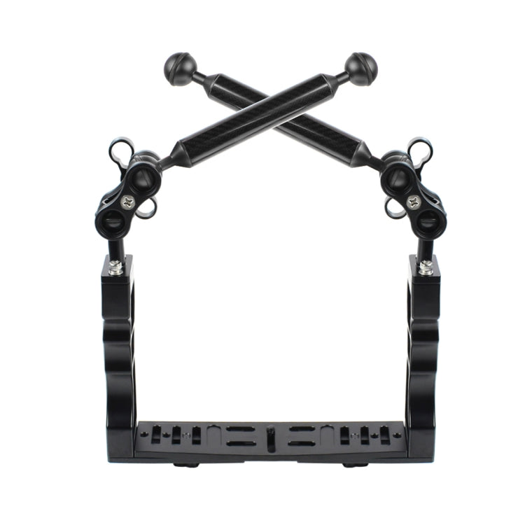 Estabilizador de bandeja de aluminio con doble mango PULUZ con 2 abrazaderas de aleación de aluminio de doble bola y brazo flotante de 2 x 7 pulgadas para carcasas de cámaras subacuáticas, 2 x Dual Ball(Black), 2 x Dual Ball(Blue), 2 x Dual Ball(Red)