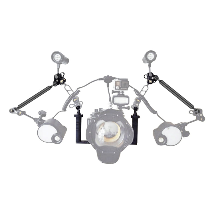 Estabilizador de bandeja de aluminio con doble mango PULUZ con 2 abrazaderas de aleación de aluminio de doble bola y brazo flotante de 2 x 7 pulgadas para carcasas de cámaras subacuáticas, 2 x Dual Ball(Black), 2 x Dual Ball(Blue), 2 x Dual Ball(Red)