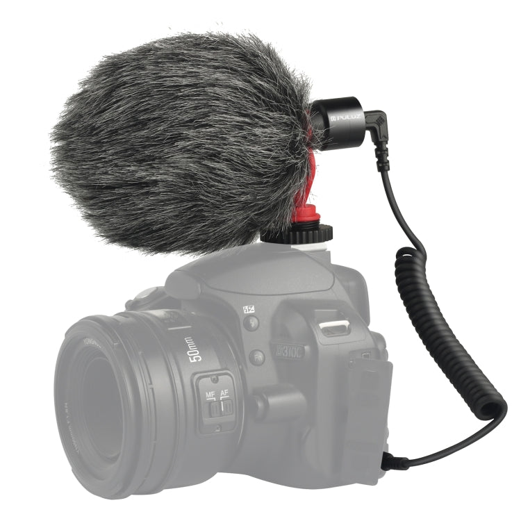 Micrófono de escopeta de vídeo condensador para entrevista profesional PULUZ con cable de audio de 3,5 mm para videocámara DSLR y DV, Shotgun Microphone