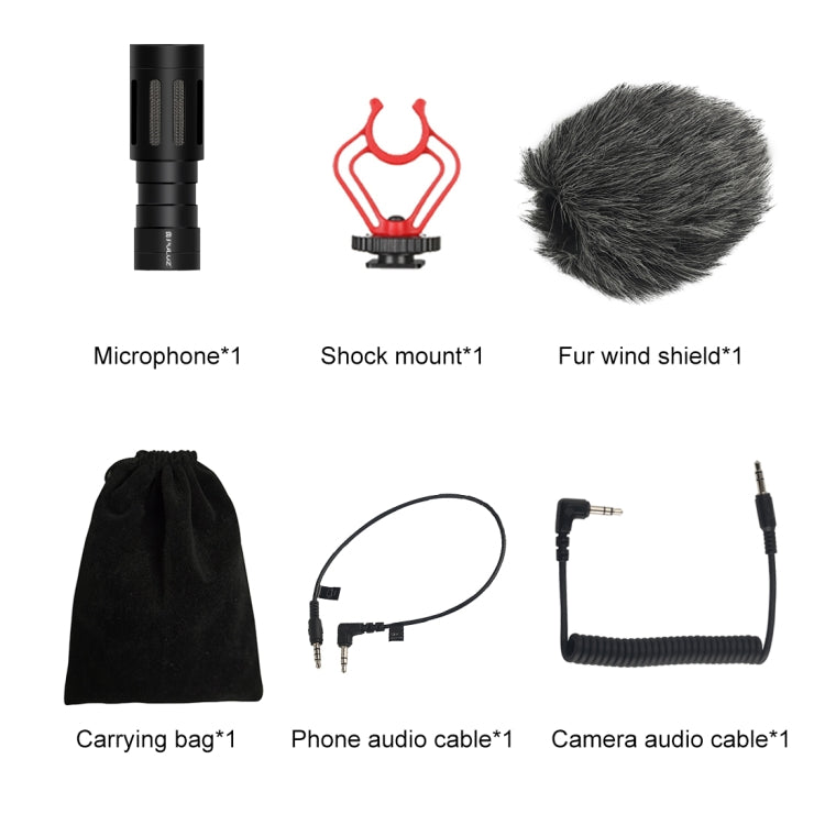 Micrófono de escopeta de vídeo condensador para entrevista profesional PULUZ con cable de audio de 3,5 mm para videocámara DSLR y DV, Shotgun Microphone