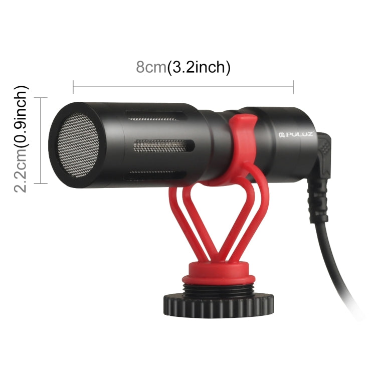 Micrófono de escopeta de vídeo condensador para entrevista profesional PULUZ con cable de audio de 3,5 mm para videocámara DSLR y DV, Shotgun Microphone