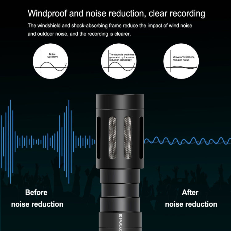 Micrófono de escopeta de vídeo condensador para entrevista profesional PULUZ con cable de audio de 3,5 mm para videocámara DSLR y DV, Shotgun Microphone