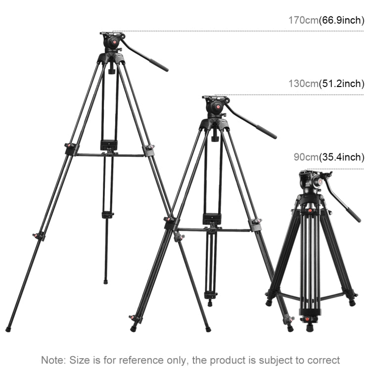 Trípode de aleación de aluminio para videocámara profesional PULUZ de alta resistencia con cabezal de arrastre fluido para cámara DSLR / SLR, altura ajustable: 80-160 cm, 80-160cm Tripod