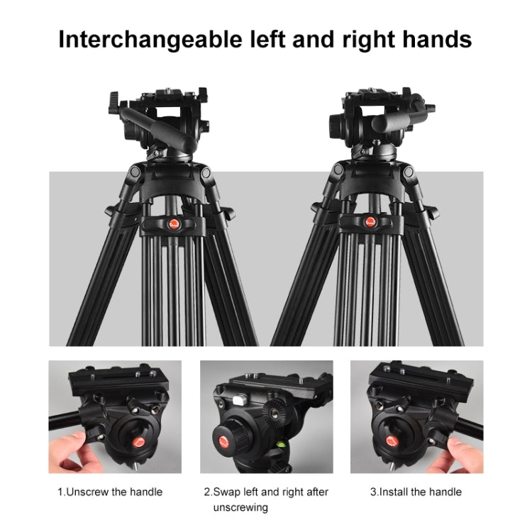 Trípode de aleación de aluminio para videocámara profesional PULUZ de alta resistencia con cabezal de arrastre fluido para cámara DSLR / SLR, altura ajustable: 80-160 cm, 80-160cm Tripod