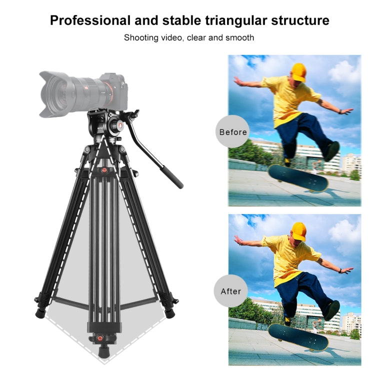 Trípode de aleación de aluminio para videocámara profesional PULUZ de alta resistencia con cabezal de arrastre fluido para cámara DSLR / SLR, altura ajustable: 80-160 cm, 80-160cm Tripod