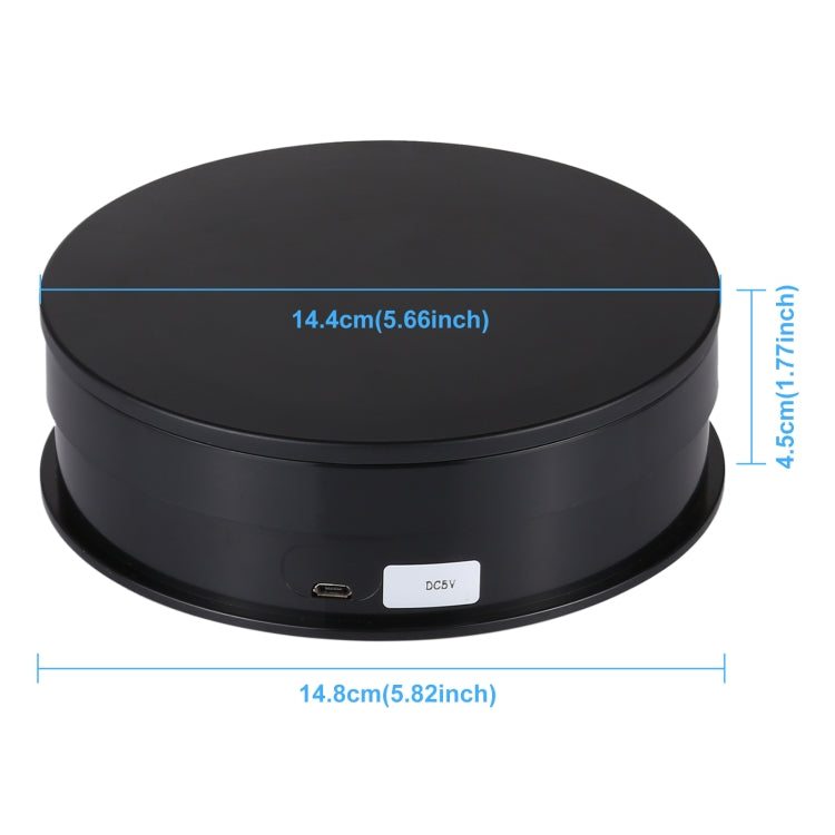 PULUZ-plato giratorio eléctrico USB de 15cm, soporte de exhibición, accesorios de grabación de vídeo, plato giratorio para fotografía, carga de 1-5kg, 15cm Load 1-5kg Black, 15cm Load 1-5kg White