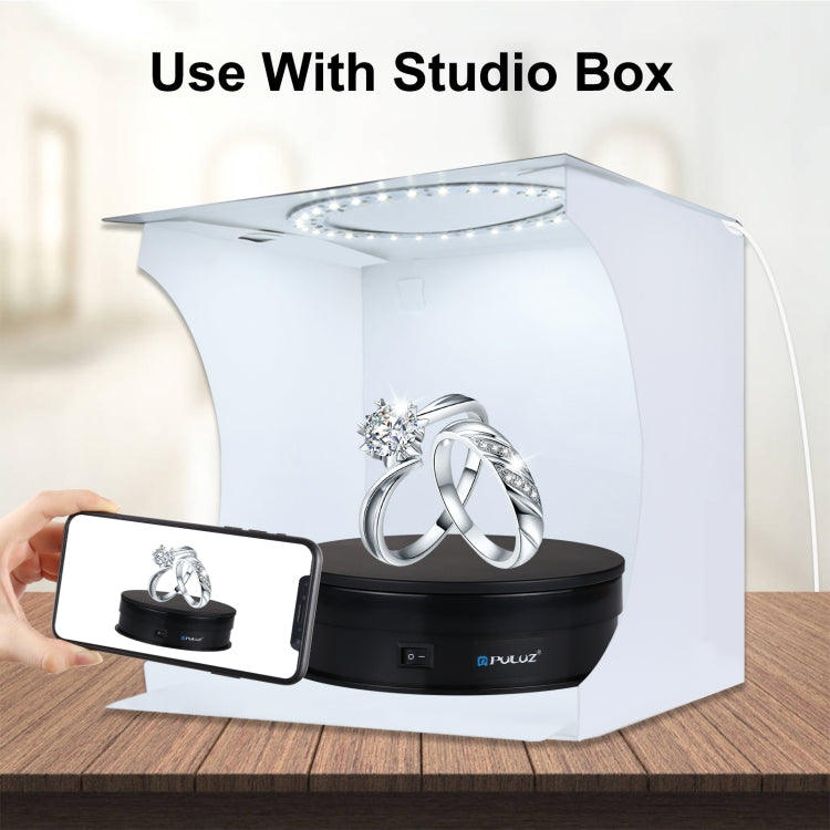 PULUZ-plato giratorio eléctrico USB de 15cm, soporte de exhibición, accesorios de grabación de vídeo, plato giratorio para fotografía, carga de 1-5kg, 15cm Load 1-5kg Black, 15cm Load 1-5kg White
