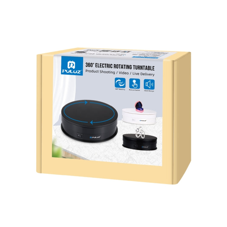 PULUZ-plato giratorio eléctrico USB de 15cm, soporte de exhibición, accesorios de grabación de vídeo, plato giratorio para fotografía, carga de 1-5kg, 15cm Load 1-5kg Black, 15cm Load 1-5kg White