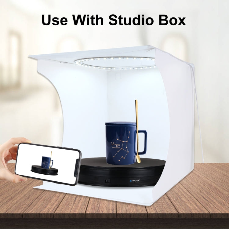 PULUZ Placa giratoria eléctrica USB de 30cm, soporte de exhibición, accesorios de grabación de vídeo, placa giratoria para fotografía, carga de 10-20kg, 30cm Load Load 10-20kg  Black, 30cm Load Load 10-20kg White