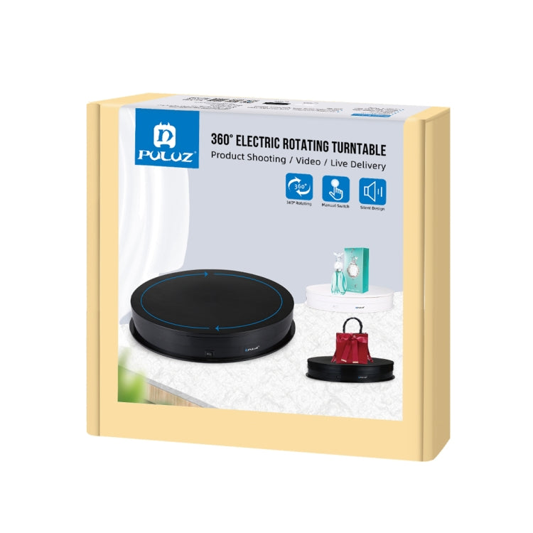 PULUZ Placa giratoria eléctrica USB de 30cm, soporte de exhibición, accesorios de grabación de vídeo, placa giratoria para fotografía, carga de 10-20kg, 30cm Load Load 10-20kg  Black, 30cm Load Load 10-20kg White
