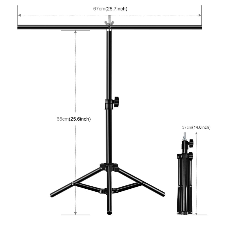 Soporte de fondo para estudio fotográfico en forma de T de 67cm, soporte de barra transversal con Clips, sin telón de fondo, Backdrop Stand