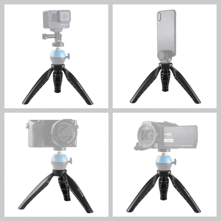 PULUZ Mini soporte para trípode de escritorio ABS simple con tornillo de 1/4 de pulgada para cámaras DSLR y digitales, altura de trabajo: 9 cm, ABS Tripod