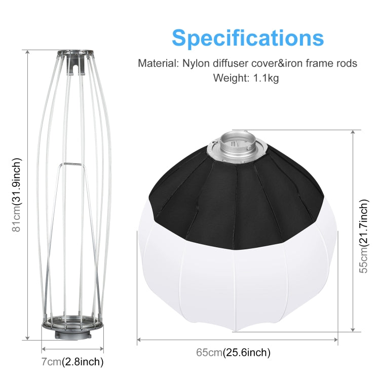 PULUZ 65cm Linterna plegable Softbox SpeedLite Flash Light Difusor plegable, 65cm Softbox