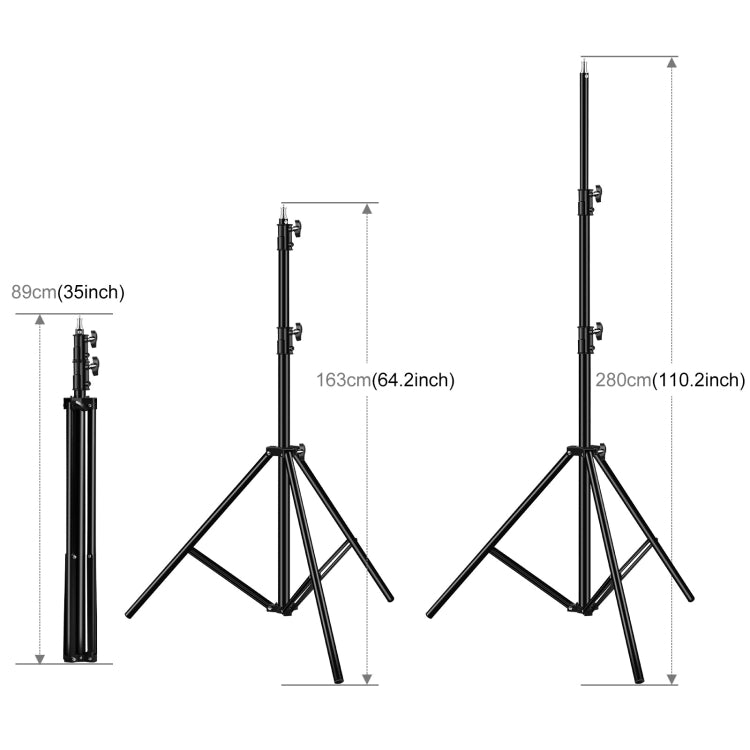 PULUZ 2,8 m de altura plegable 3 secciones soporte de luz de montaje en trípode para fotografía Luz de vídeo/luz de fondo, 2.8m Light Holder
