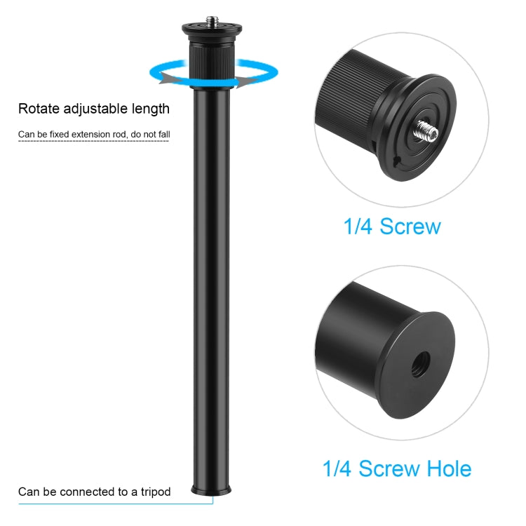 Kits de soporte para monopié de varilla de eje central de extensión de soporte de luz con montaje de abrazadera PULUZ C, longitud de la varilla: 33-60 cm, C Clamp Extension Rod