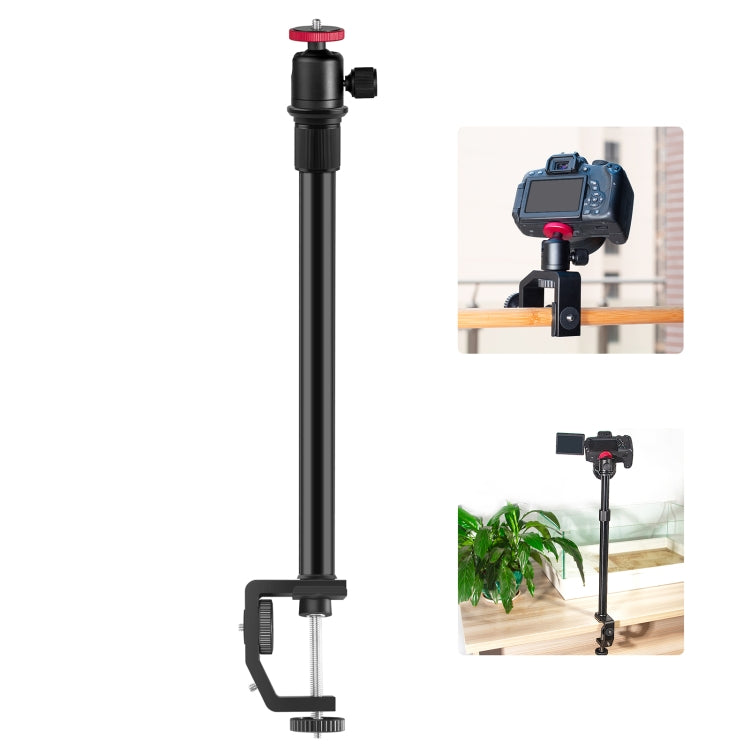 Kits de soporte monopié de varilla de eje central de extensión de soporte de luz con montaje de abrazadera PULUZ C con cabezal esférico, longitud de la varilla: 33-60 cm, C Clamp Extension Rod with Ball-Head