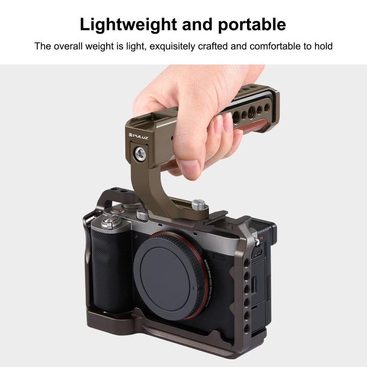 Mango superior de madera para cámara PULUZ con soporte de zapata fría para estabilizador de jaula de cámara sin espejo, For Mirrorless Camera Handle