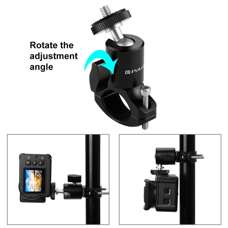 Soporte adaptador de cabeza esférica para trípode con manillar de aluminio para bicicleta PULUZ para GoPro HERO10 Black / HERO9 Black / HERO8 Black /7/6/5/5 Session /4 Session /4/3+ /3/2/1, DJI Osmo Action, Xiaoyi y otrosCámaras de acción              ...