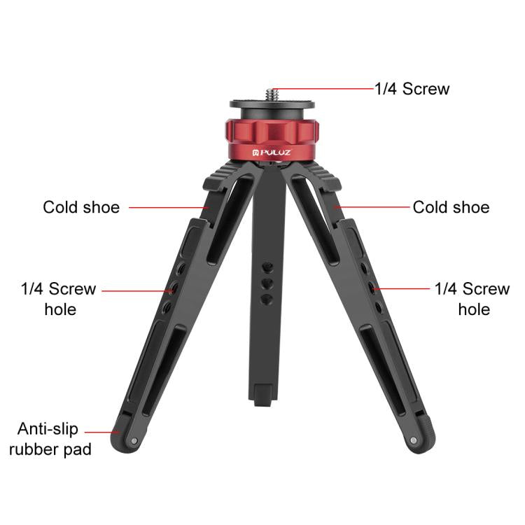 PULUZ Soporte para trípode de escritorio Vlogging Live con bases de zapata fría para cámaras DSLR y digitales, altura ajustable: 7,5-14,5 cm, Desktop Live Tripod
