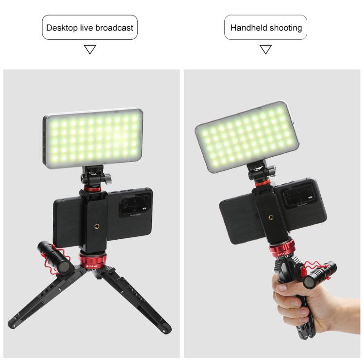 PULUZ Soporte para trípode de escritorio Vlogging Live con bases de zapata fría para cámaras DSLR y digitales, altura ajustable: 7,5-14,5 cm, Desktop Live Tripod