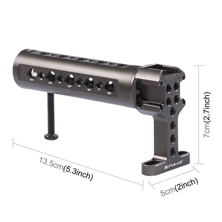 Mango superior del estabilizador de vídeo portátil PULUZ con soporte de 3 zapatas frías para jaula de cámara, For Camera Cage Top Handle