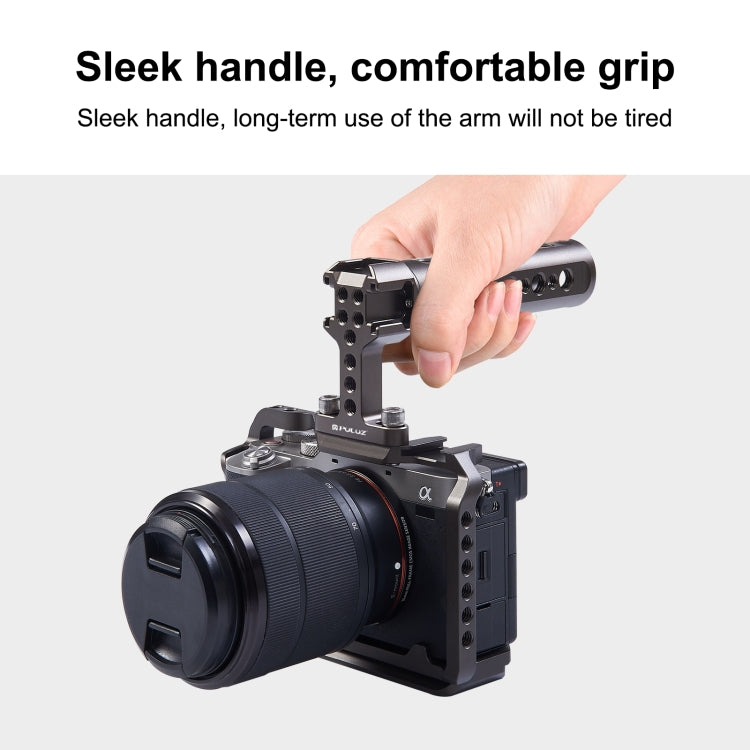 Mango superior del estabilizador de vídeo portátil PULUZ con soporte de 3 zapatas frías para jaula de cámara, For Camera Cage Top Handle