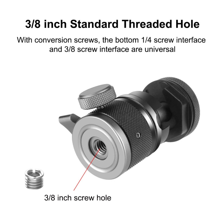 Soporte de trípode con cabeza esférica de aleación de aluminio PULUZ con base de zapata fría, Cold Shoe Ball Head
