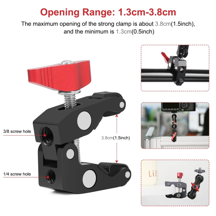 PULUZ-Abrazadera de montaje en bola para brazo mágico multifunción, pinzas para cangrejo, Clip, Ball Mount Clamp